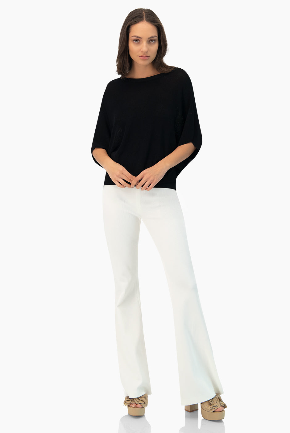 Pantalon campana color blanco