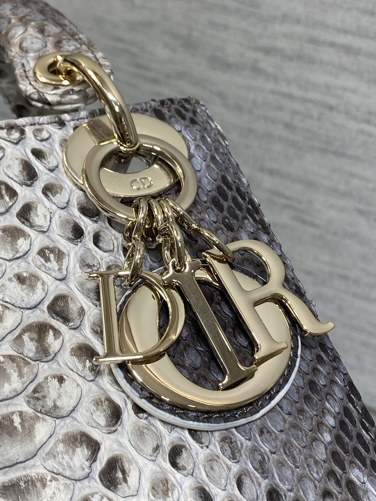Dior Lady three-grid rare snakeskin Princess Diana bag