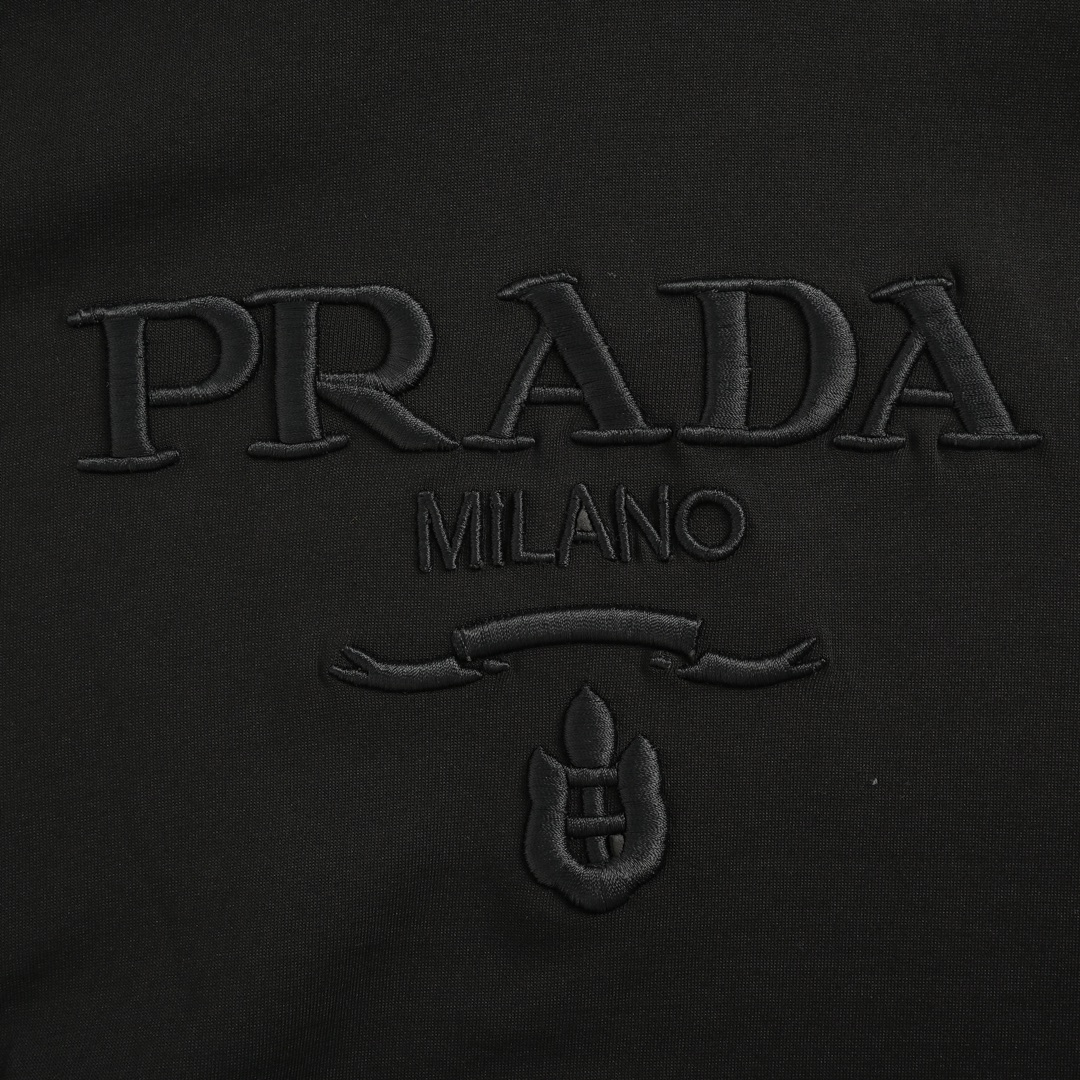 Prada 24Fw chest embroidered logo hooded sweatshirt