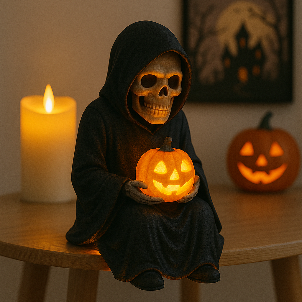 👻 Grim Reaper Pumpkin Figurine