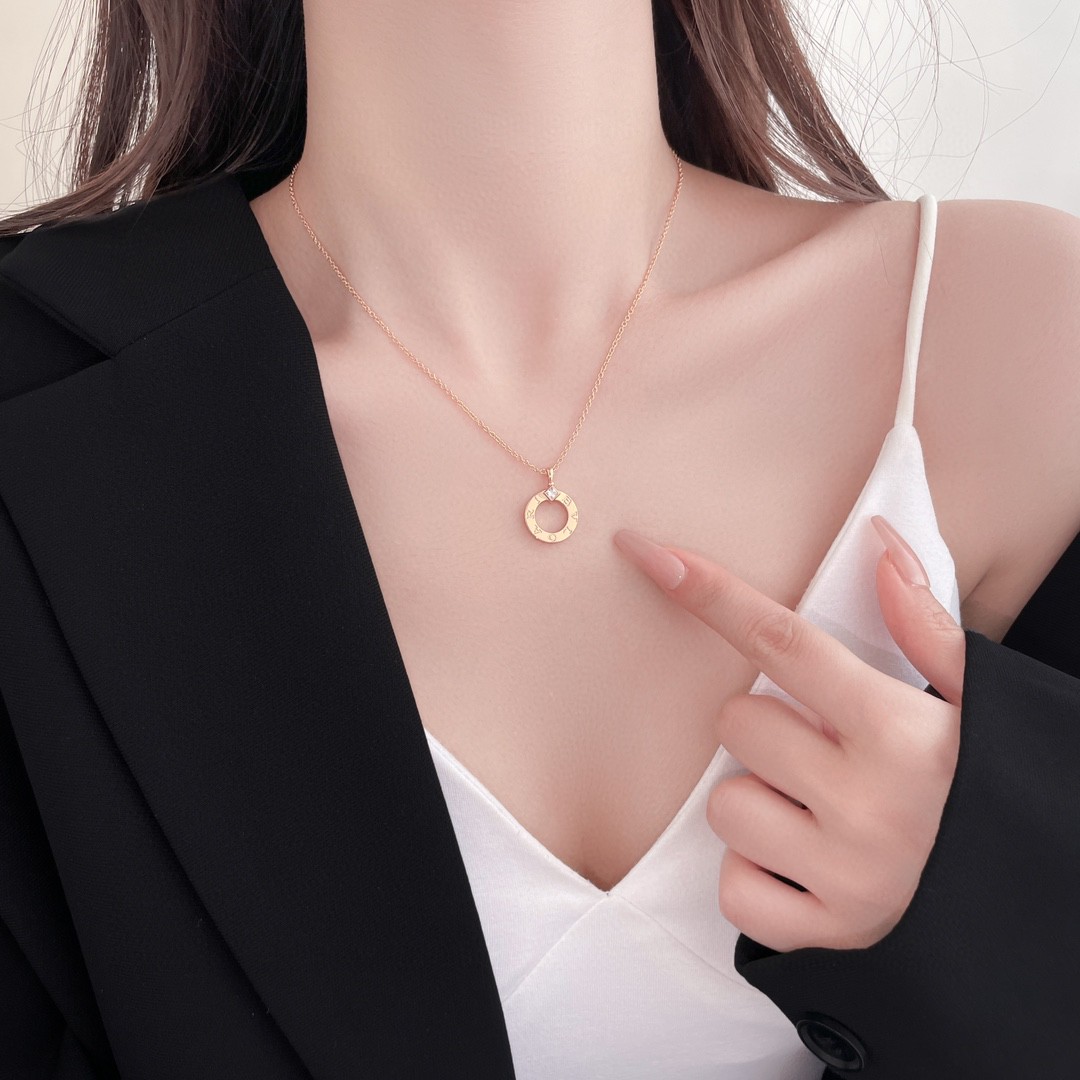 Bulgari logo engraved diamond necklace