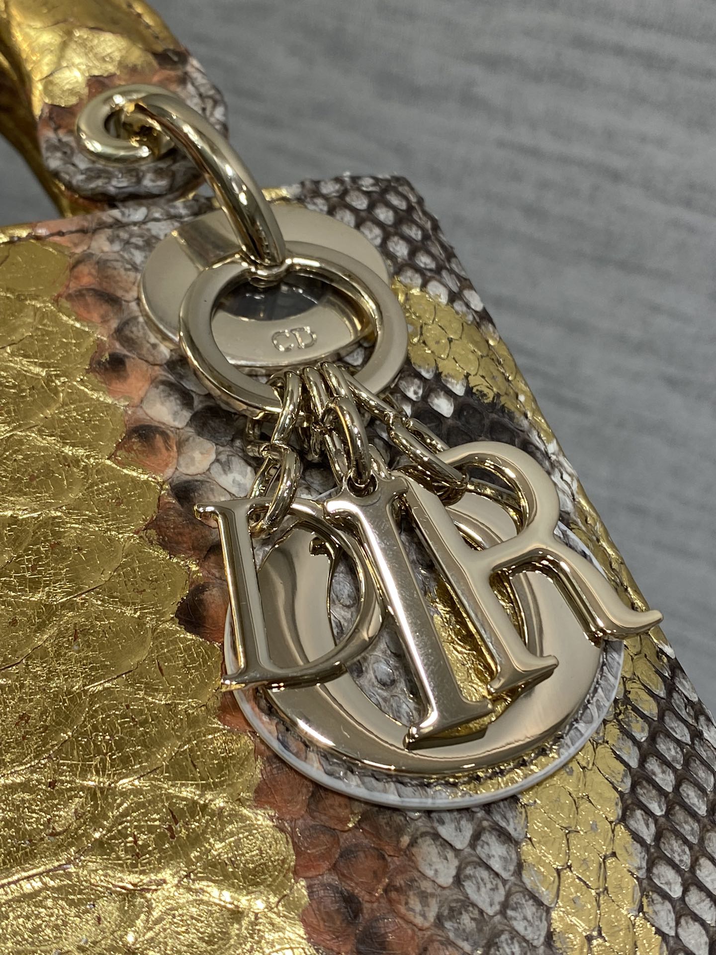 Dior Lady three-grid rare snakeskin Princess Diana bag
