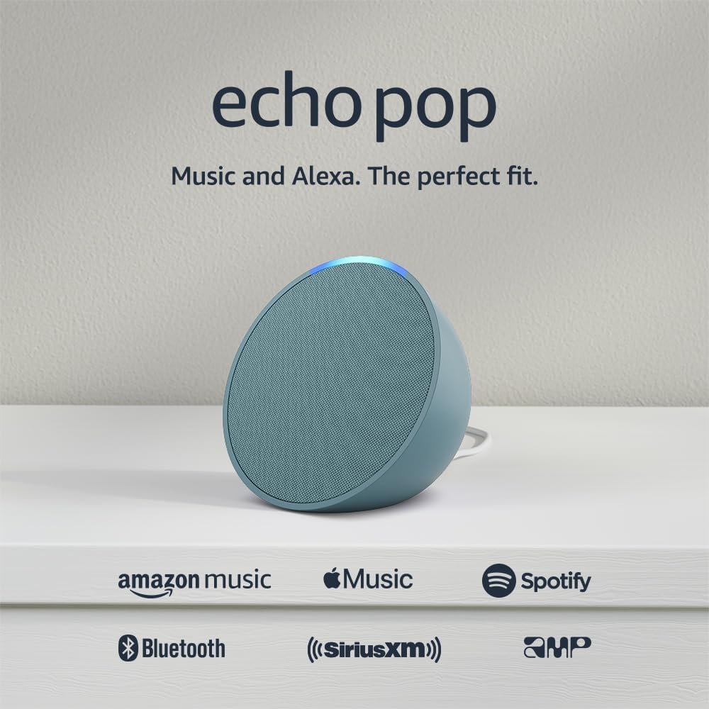 Amazon Echo Pop | Full sound compact smart speaker with Alexa | Charcoal