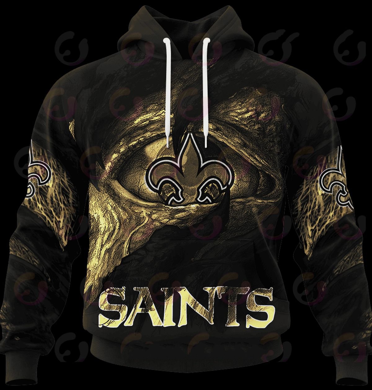 NEW ORLEANS SAINTS 3D HOODIE COMMANDERS DEMON EYES