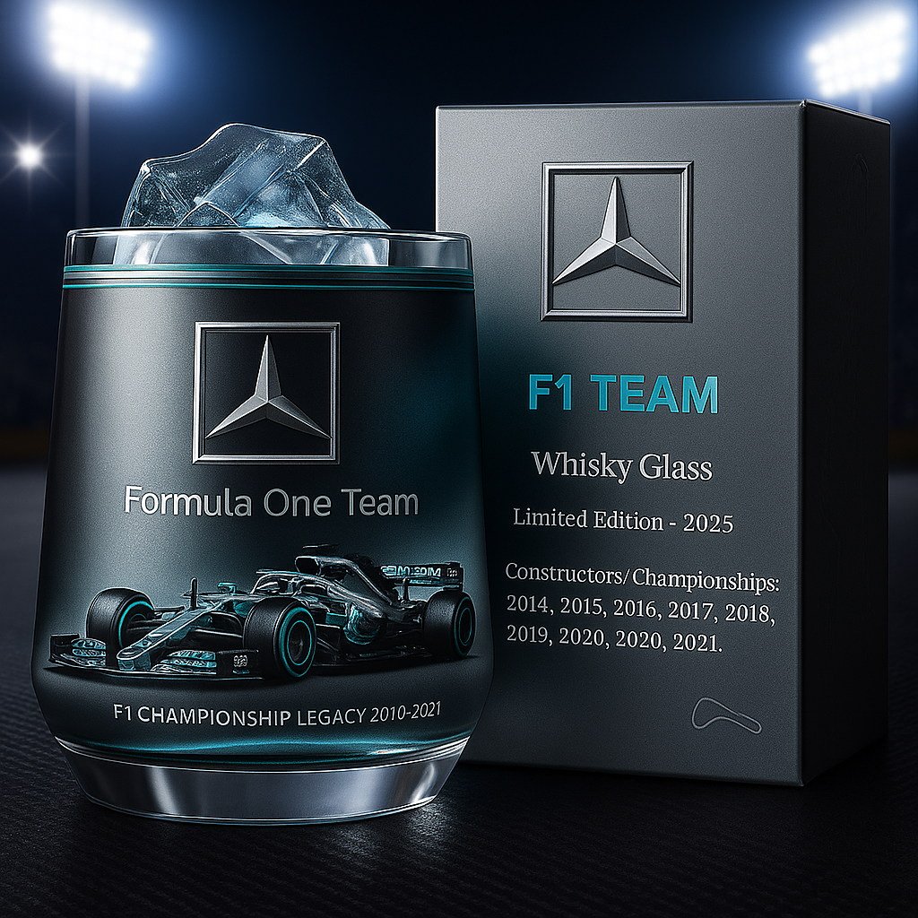 🏎️ F1 Legacy Whisky Glass Set – Ferrari, Red Bull & Mercedes 🏆