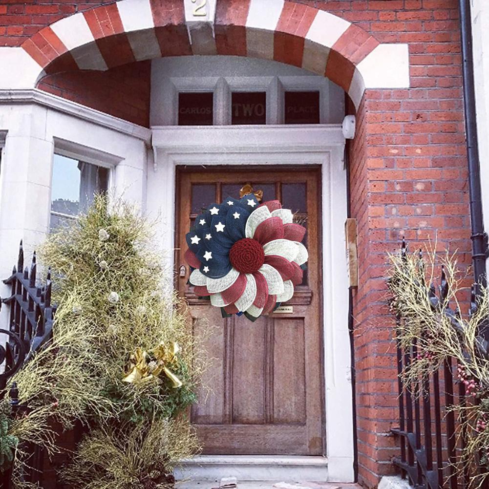 🔥[SAVE 50% OFF]-- 45CM/18 Inch American flag independent sun flower Wreath-BUY 2 FREE SHIPPING