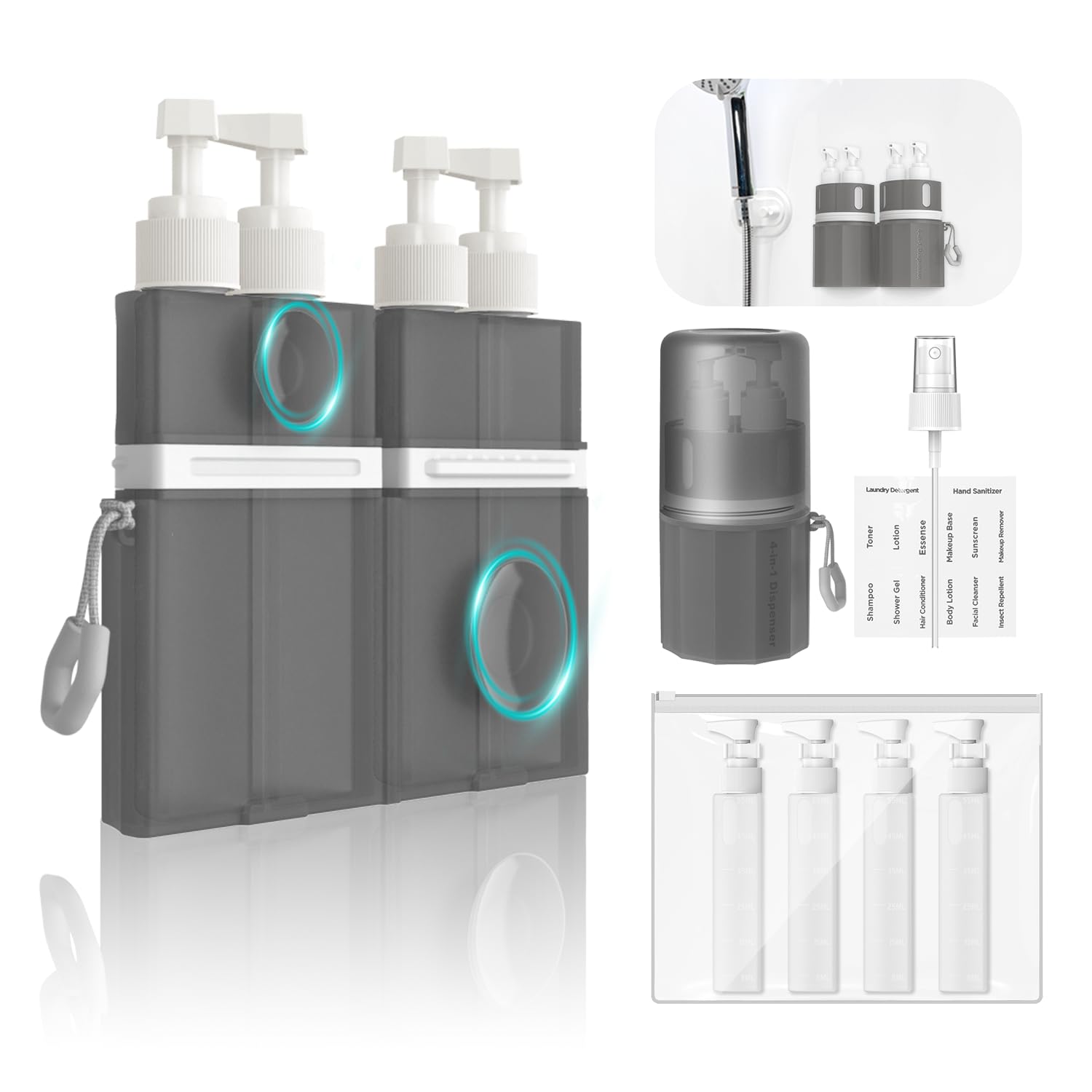 🔥ON SALE🔥TSA Approved Travel Bottles for Toiletries with Suction Cups