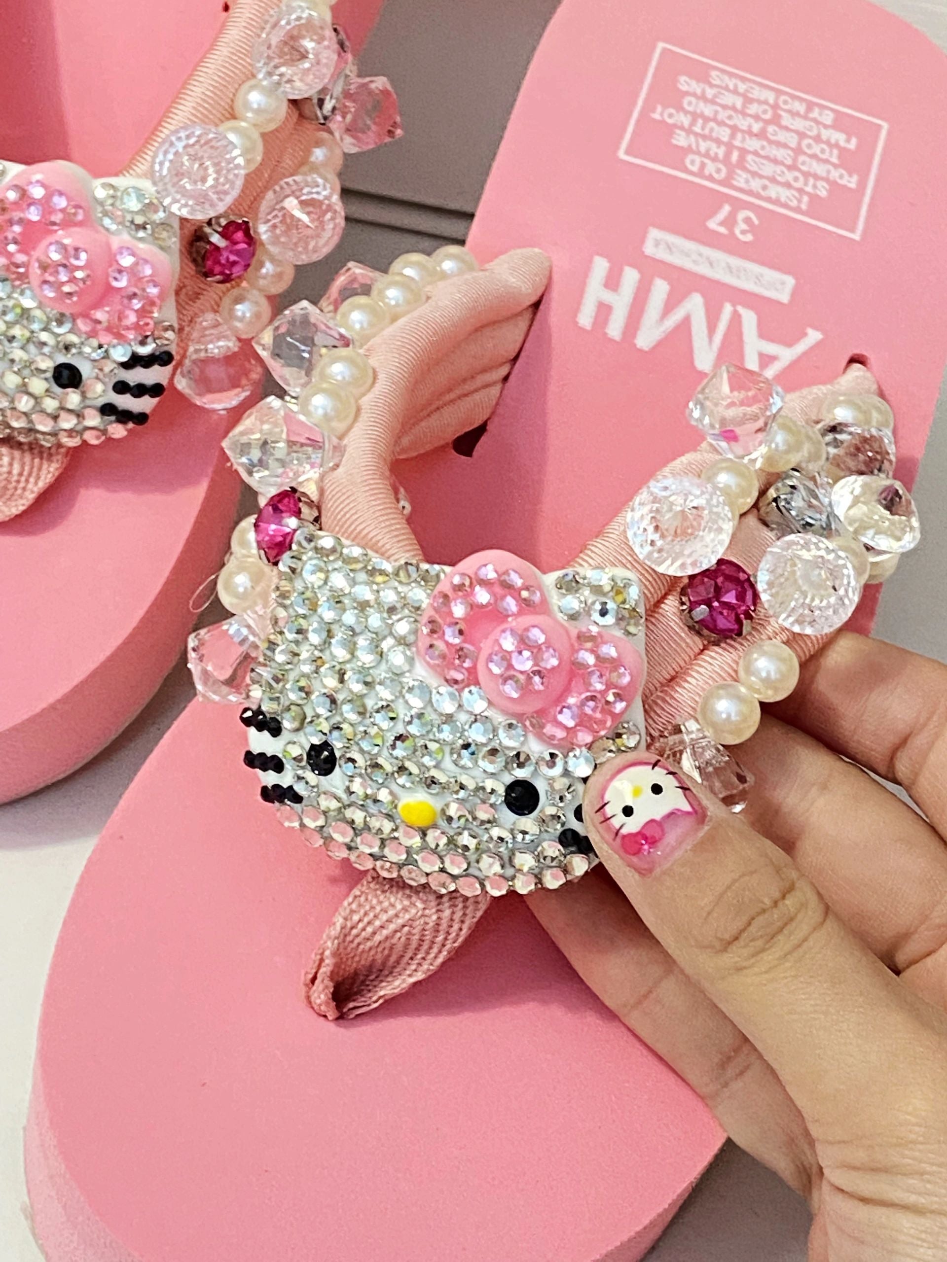 Hello Kitty Rhinestone High Platform Sandals Slippers