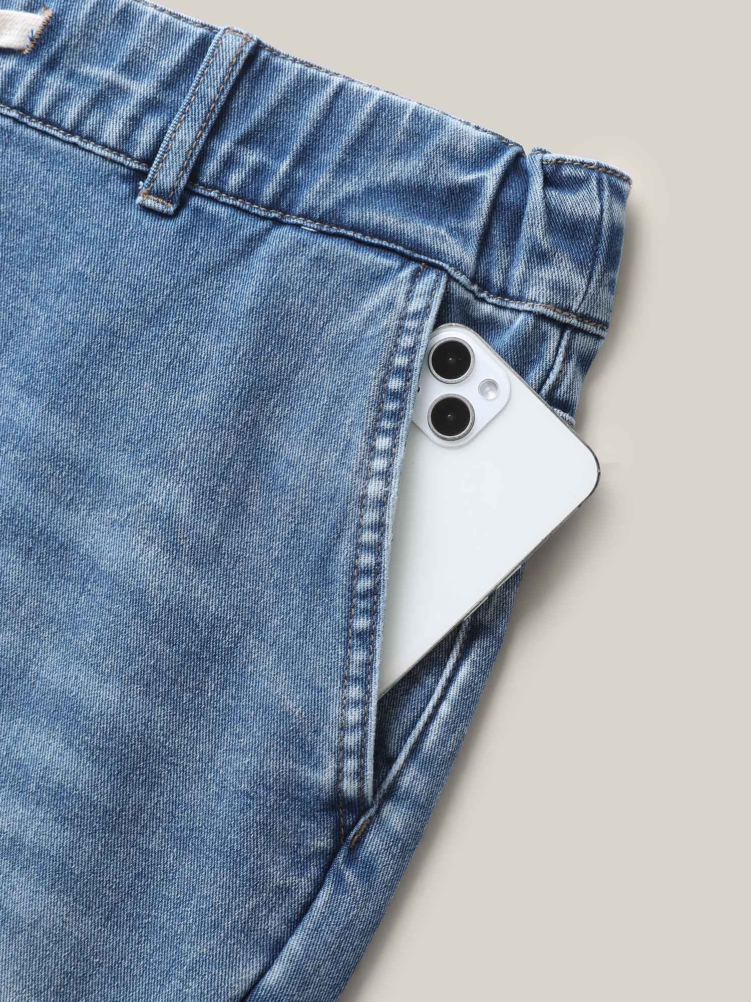 Drawstring Waist Jogger Boyfriend Jeans