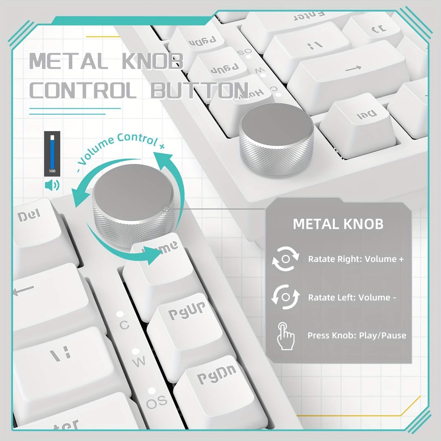 [AK820 Gaming Keyboard] AK820 Wired Mechanical Gaming Keyboard | 75% Compact Design, Hot Swappable, PBT Keycaps, Ice Blue Backlit, Ergonomic Layout, Durable Metallic Finish | Efficient Typing for PC/Win/Mac