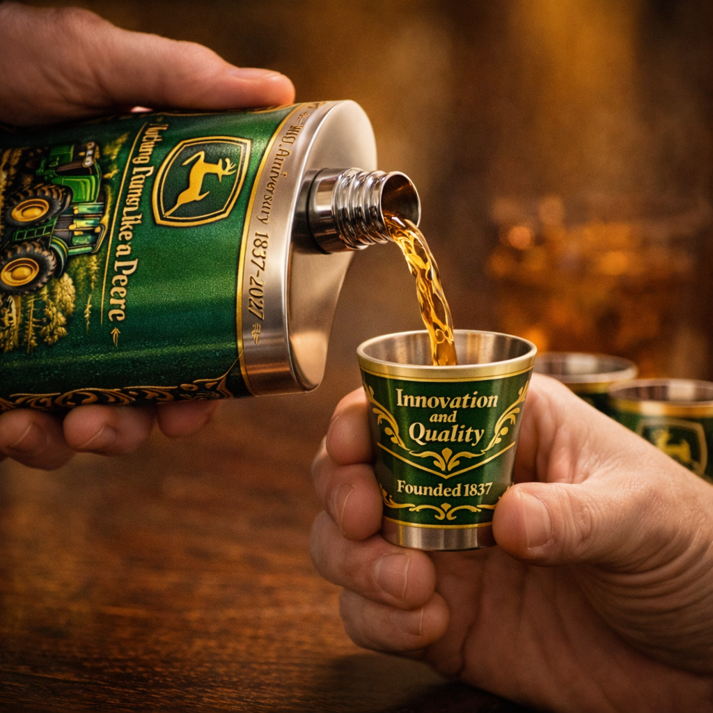 John Deere 190th Anniversary Flask Gift Set