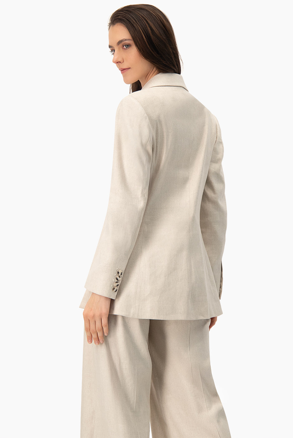 Saco beige de cruce sencillo