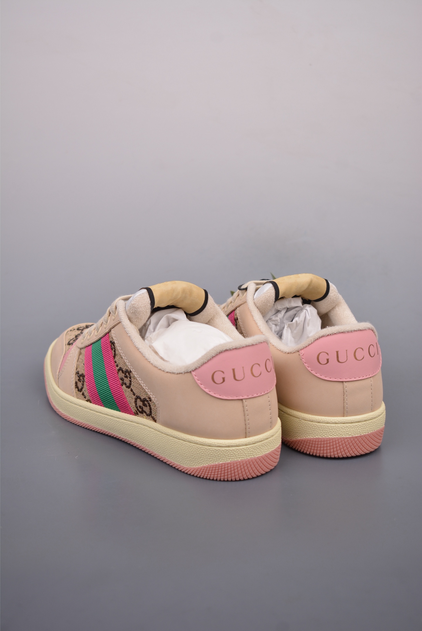 Gucci Screener GG Sneaker Low Beige Pink Green Diamond