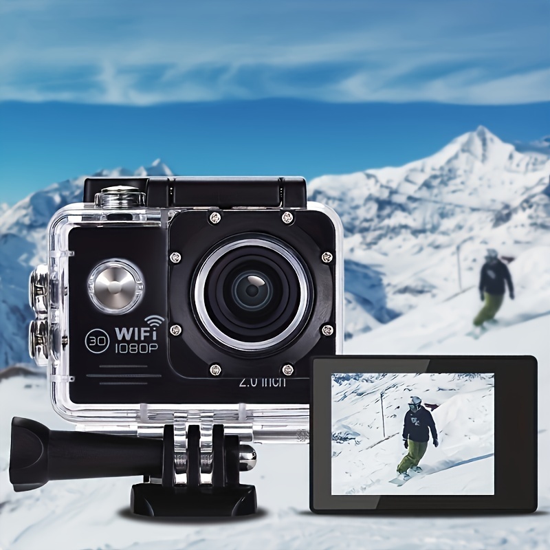 (Built-in Battery) Wifi HD 1080 Action Camera 30m Waterproof Underwater Camera 140 Degrees Ultra-wide Angle Lens Convenient Waterproof Action Camera 2 Inch Display Wifi Camera Multiple Languages Optional Waterproof Camera With 32G TF Card For Thanksgiving