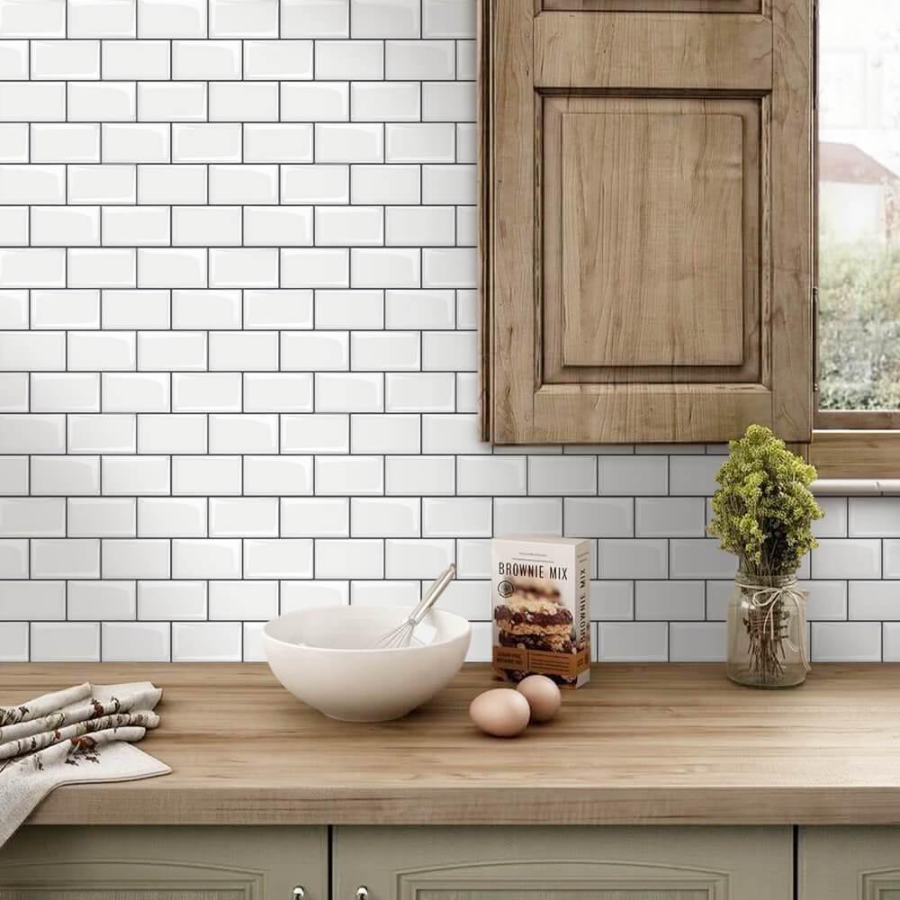 White Subway Peel and Stick Backsplash Tile - Thicker Design