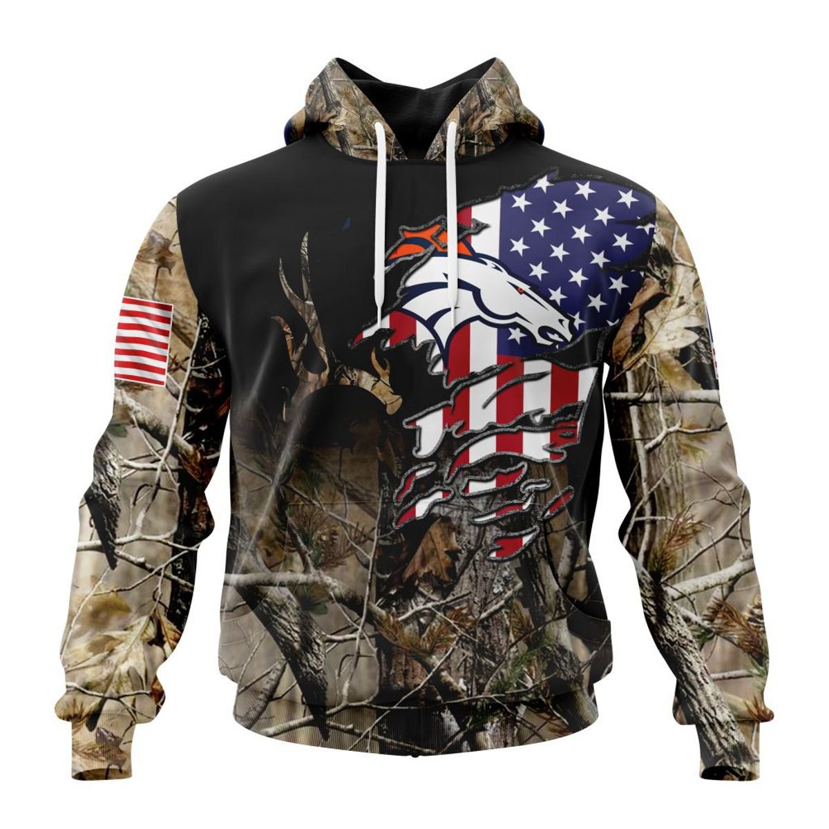 DENVER BRONCOS 3D HOODIE CAMO REALTREE HUNTING