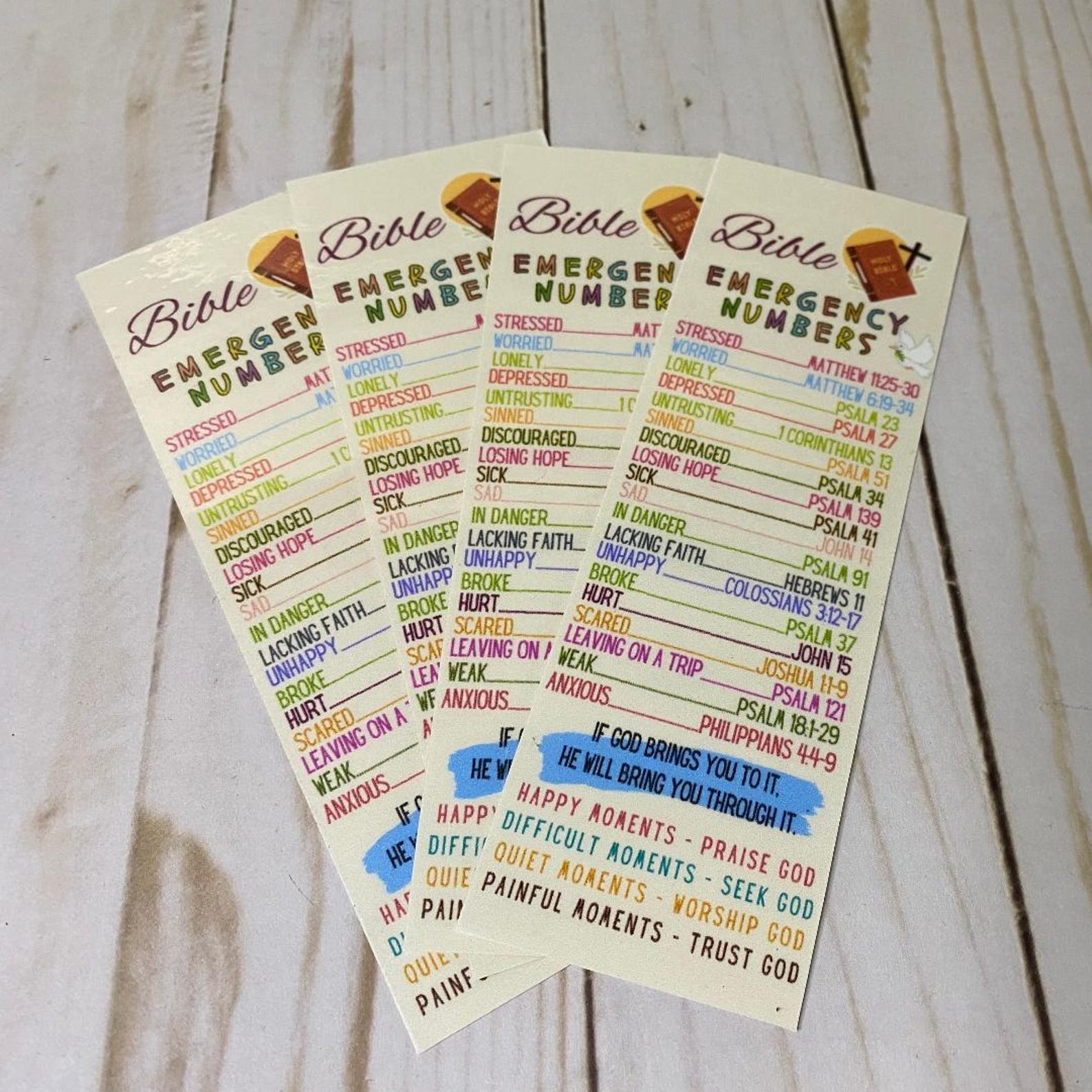 Bible Emergency Numbers Bookmark | Bible Verse Bookmark