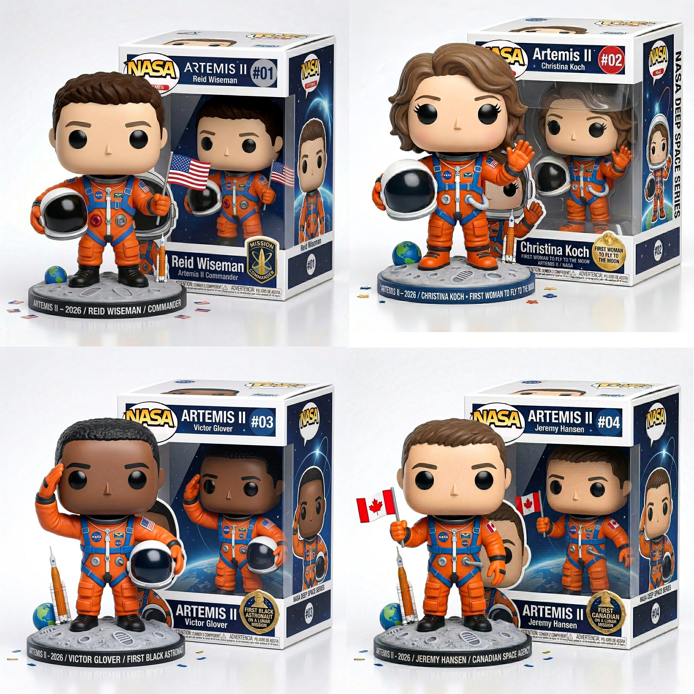 NASA Artemis II 4-Pack POP Collector Set - Limited Edition 2026 Mission 🚀🌕
