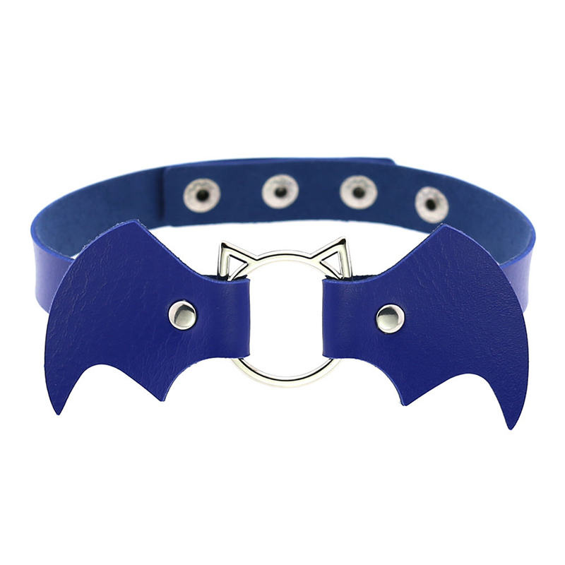 Bat Wings Vampire Kitty Leather Collar