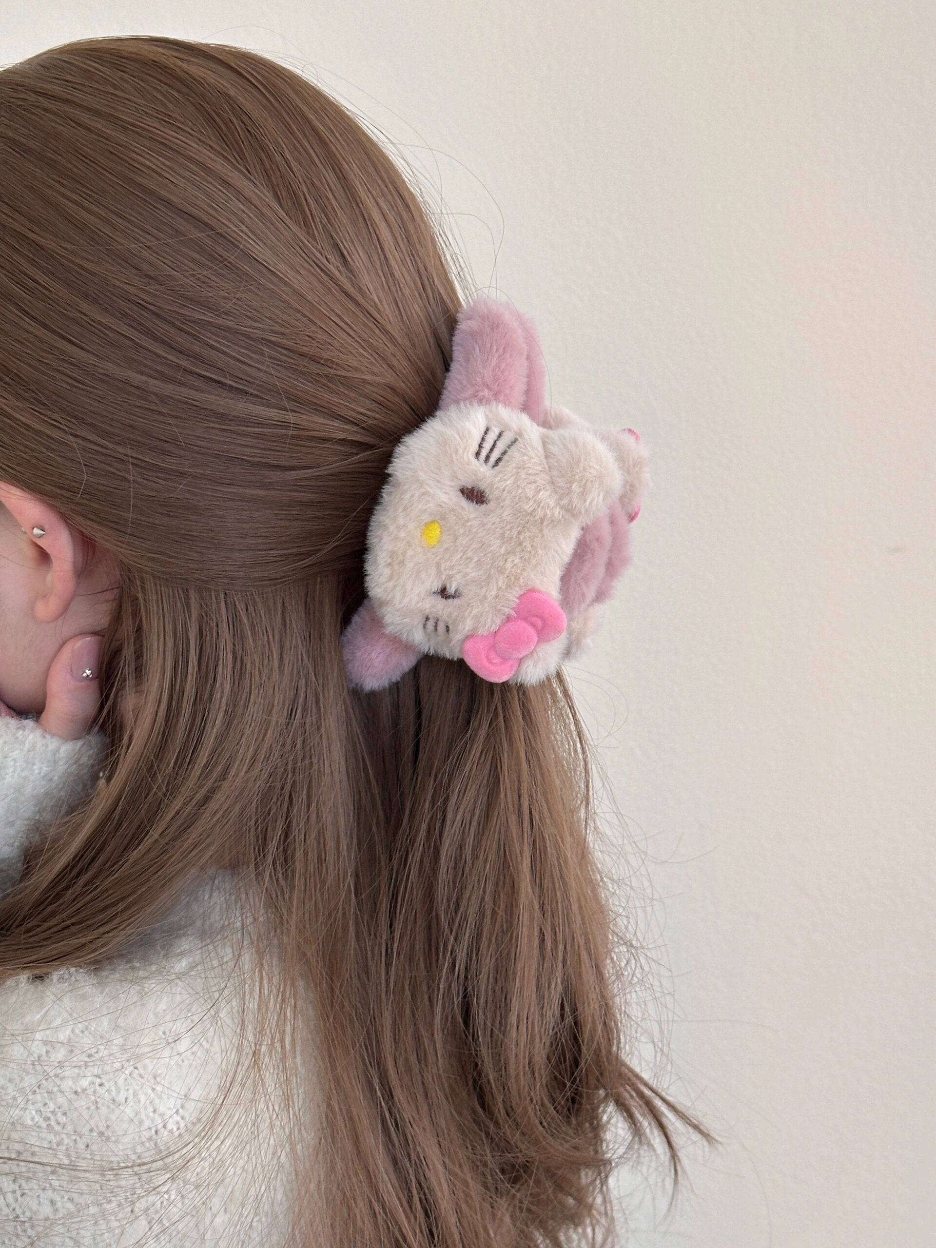 KT Plush Claw Clip for Thick Hair 2 Pcs Rectangular Cute Hair Clips for Women Large Hair Barrettes for Thin Hair Non Slip Hair Jaw Clips Strong Hold for Girls
