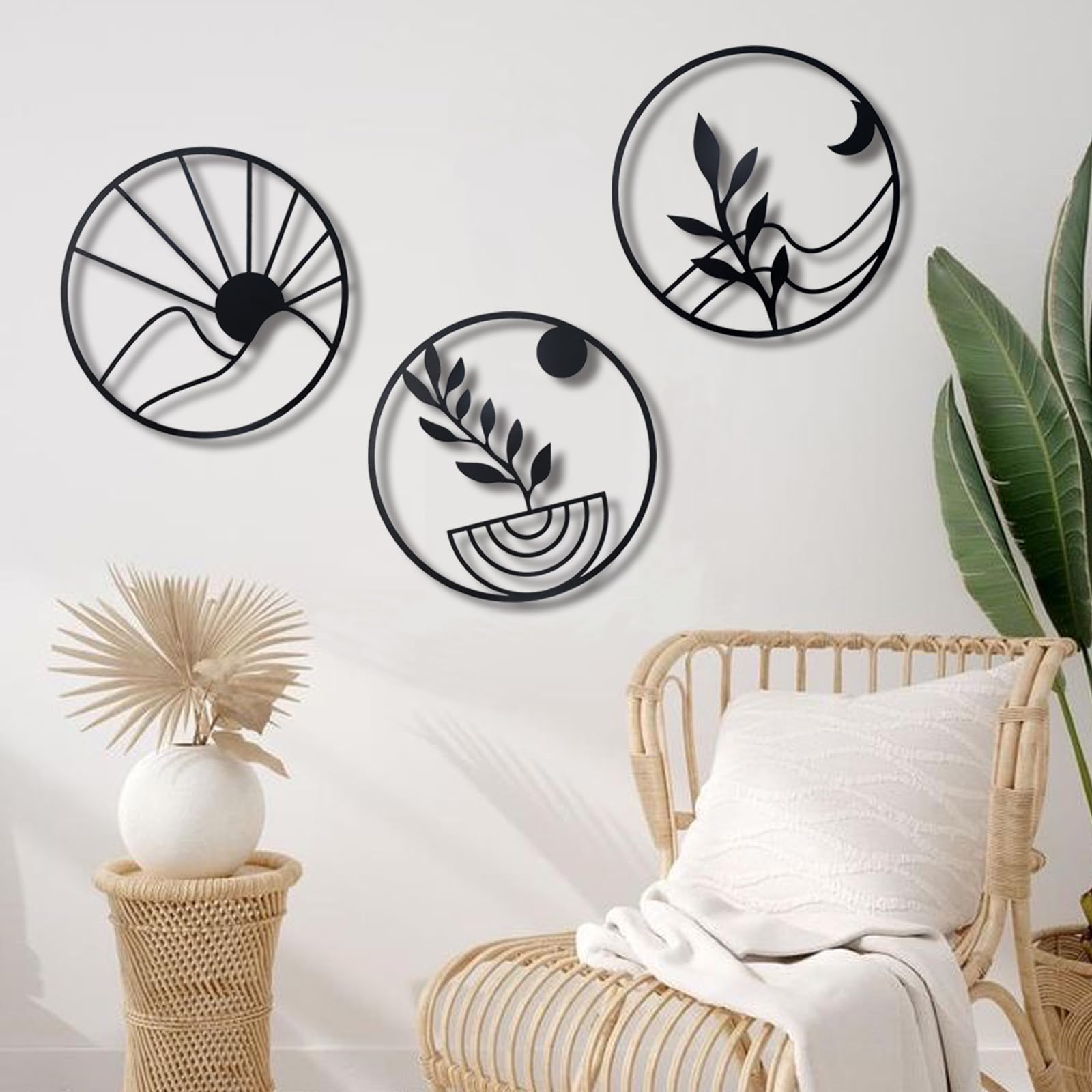 Elegant Metal Floral Wall Decor Set (3 Pieces)