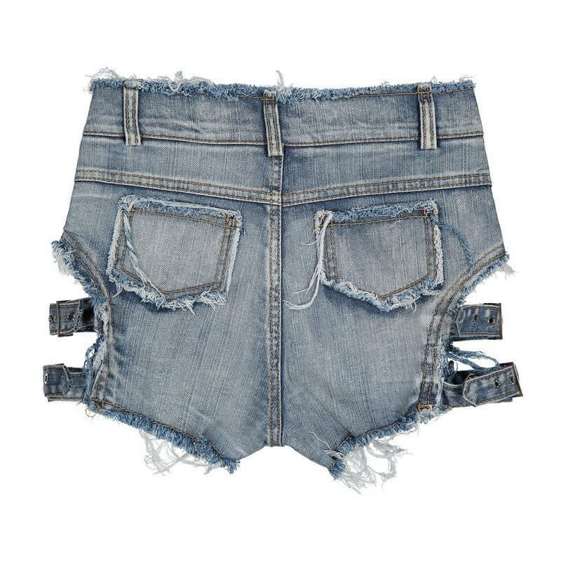 Sexy High Waist Buckle Denim Shorts Lingerie