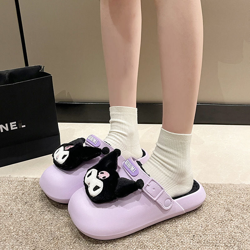 KT Slides Fuzzy for Women Slippers Winter Warm Plush Comfy Non-Slip Waterproof House Cloud Slide Slippers for Indoor Outdoor