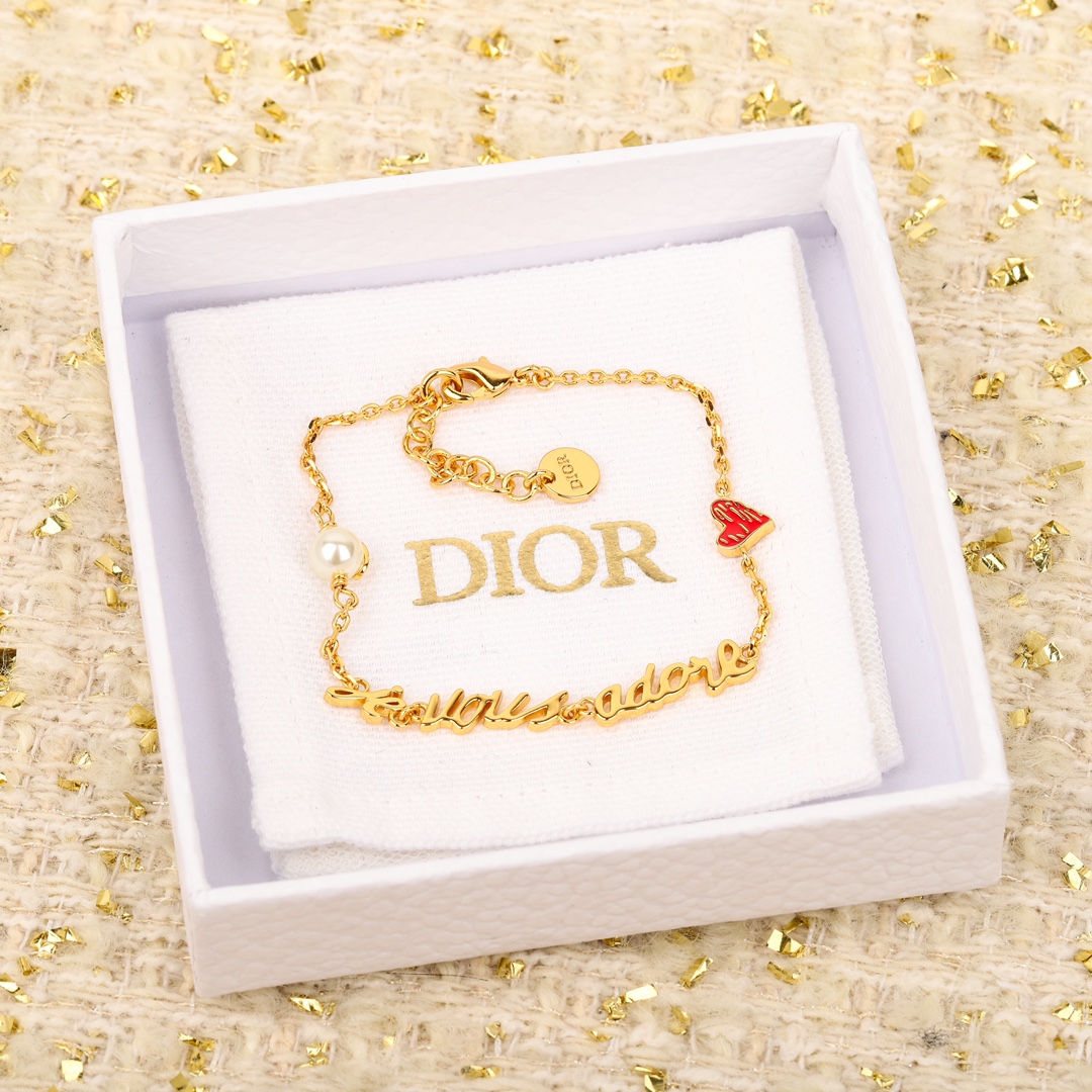 Dior Tanabata Limited Edition Red Heart Letter Bracelet