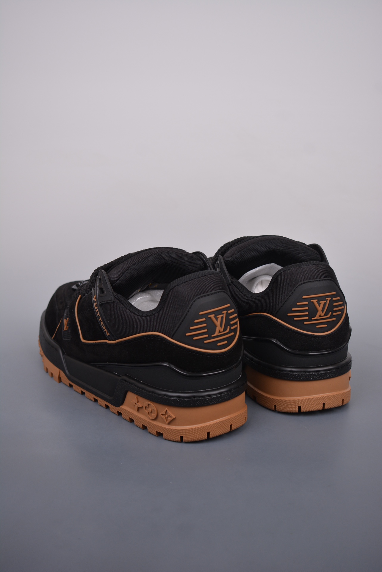 Louis Vuitton Trainer Maxi Low Sneaker Suede Black Brown 1ABM2Y