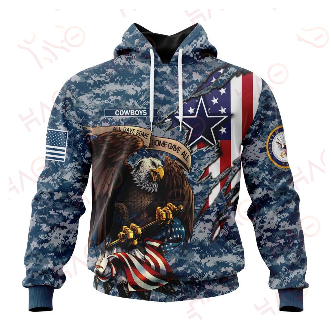 DALLAS COWBOYS 3D HOODIE US NAVY VETERANS