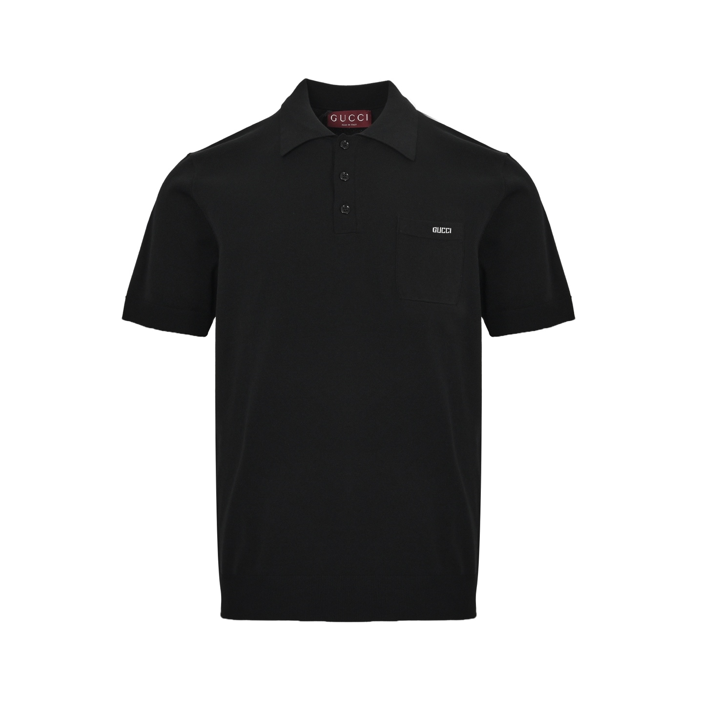 Gucci 25ss Pocket Lettering Intarsia Knitted Polo Short Sleeve