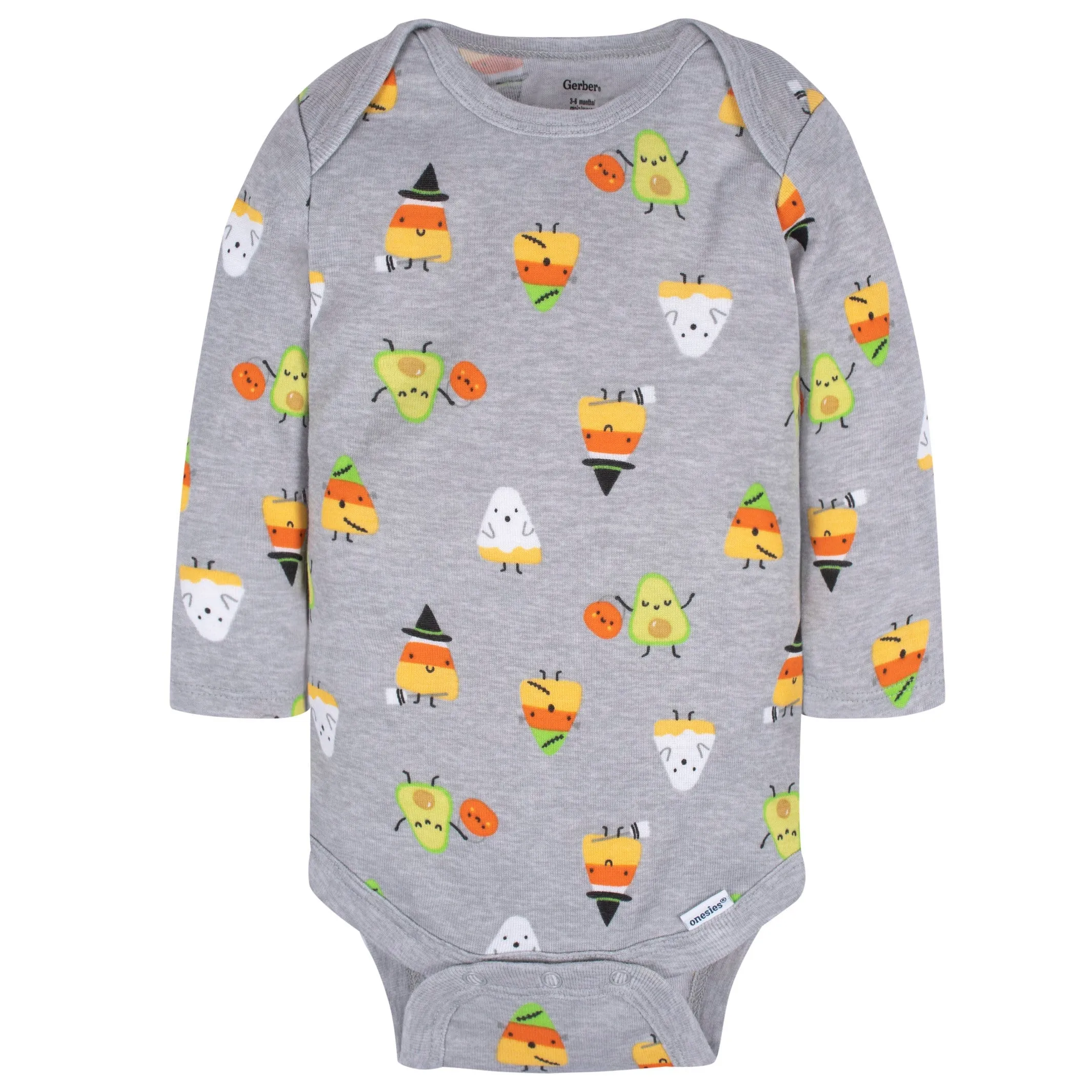 3-Pack Baby Neutral Trick Or Treat Long Sleeve Onesies Bodysuits