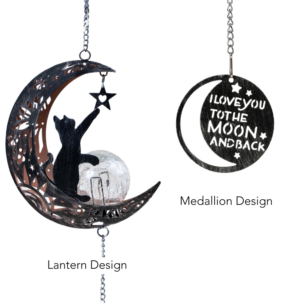 I Love You To The Moon & Back- The Ultimate Garden Solar Lantern for Cat Lovers