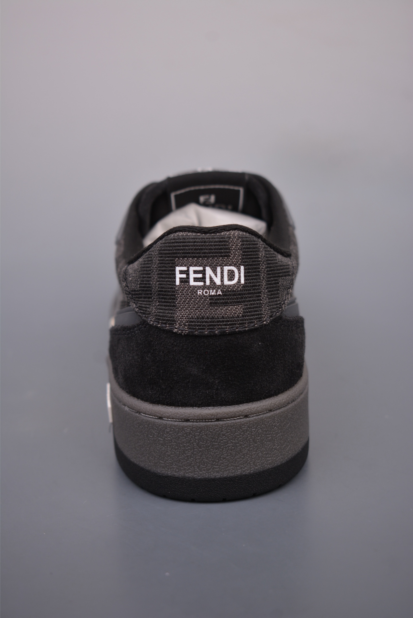 Fendi Match Sneaker Low Velcro Black Grey FF Jacquard 7E1493L1111