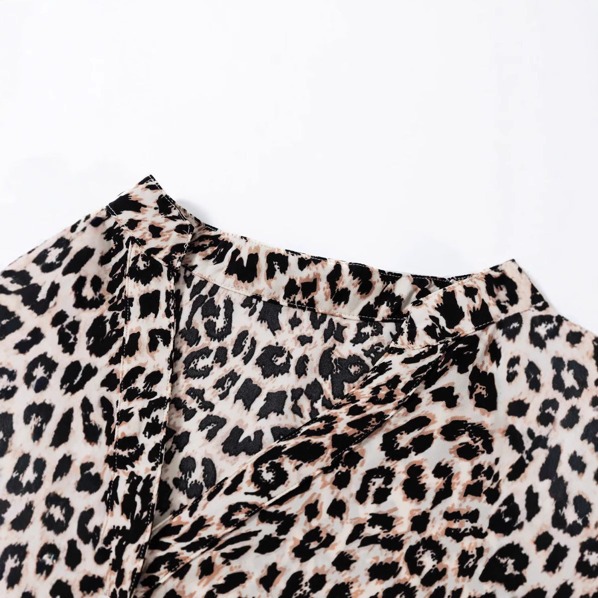 Leopard Print V-neck Buttoned Loose-Fit Long Dress for Women