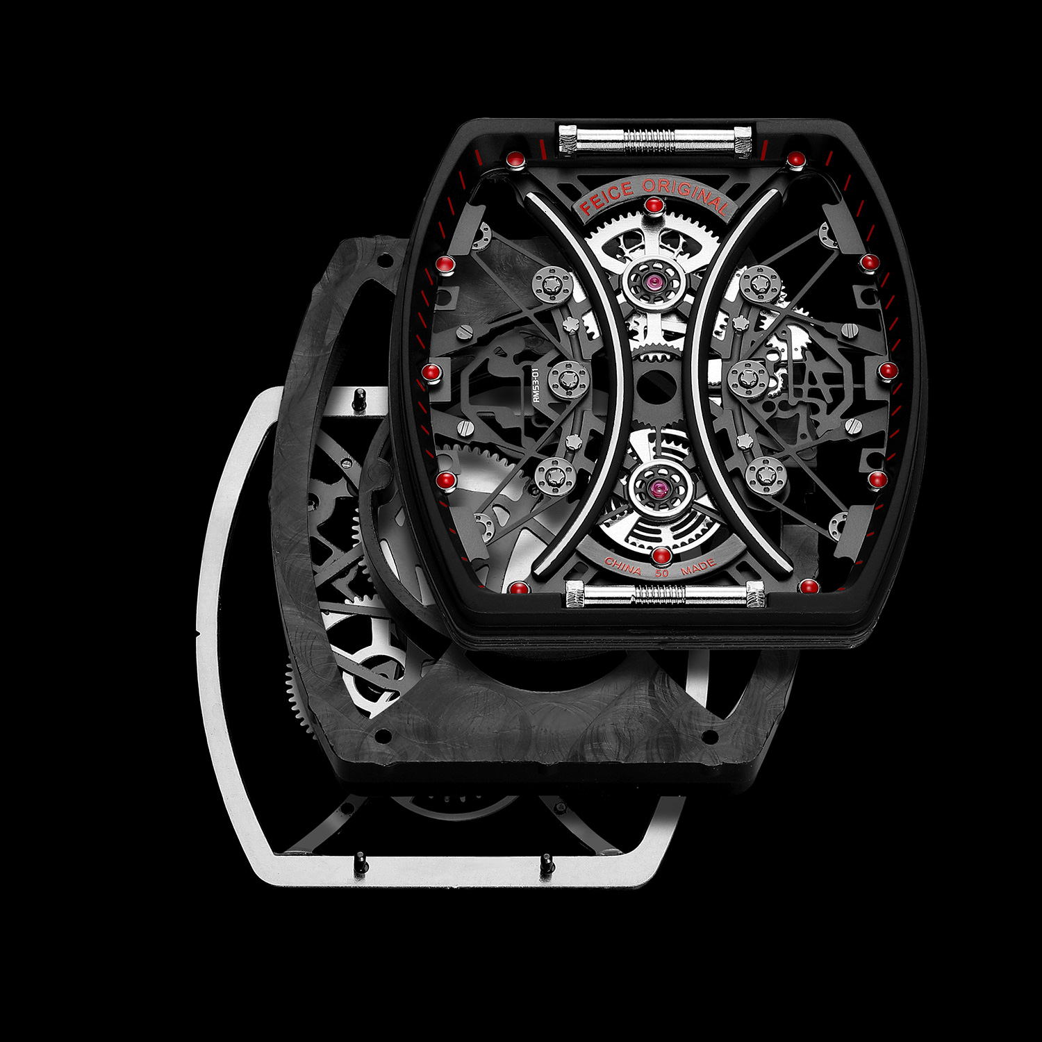 FM602 Automatic Watches Luxury Sapphire Mirror Skeleton Mechanical Wat