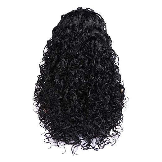 New Wigs Afro Curly Long Narural Black Curly  Hair Synthetic Glueless Frontal Lace Wigs for Black Women