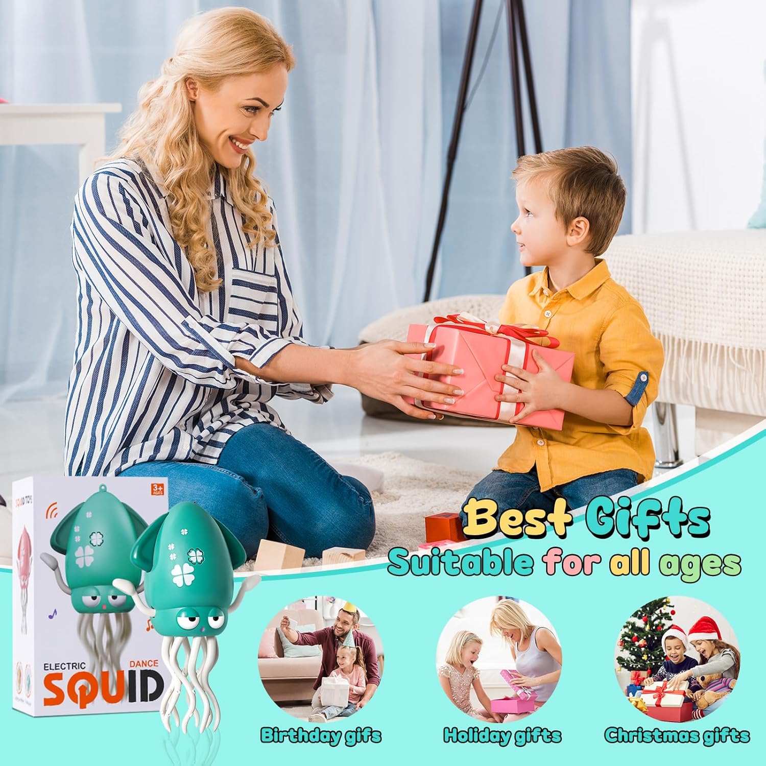 🔥Last Day 50% OFF🔥Electric Crawling Octopus Toy with LED Lights & Music,Smart Obstacle Avoidance, Interactive Fun Gifts