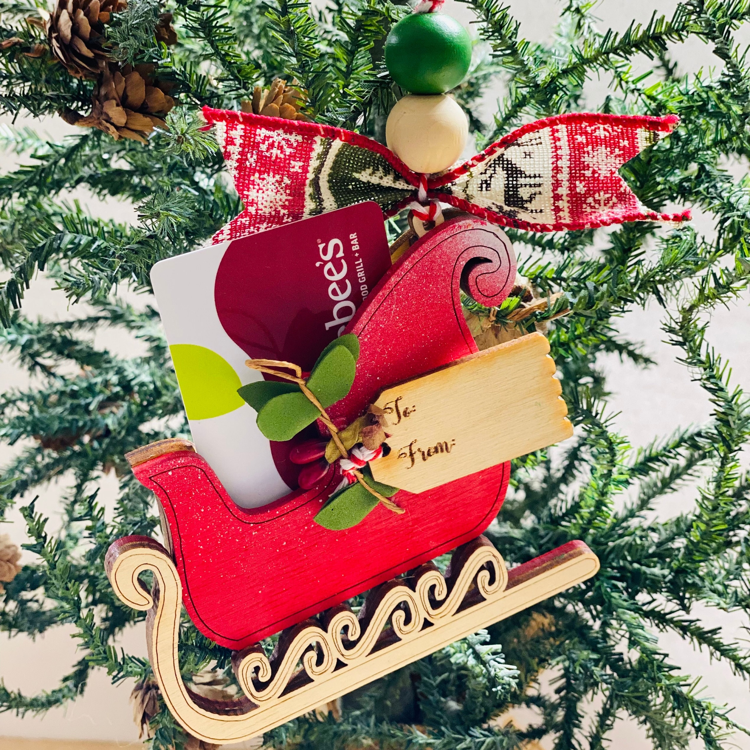 Christmas Money or Gift Card Holder - Wooden Ornament