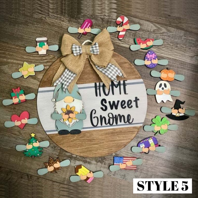 Cute 3D Seasonal Interchangeable Gnome Door Hanger