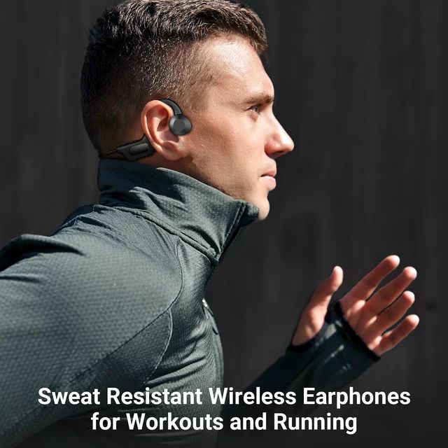 Bone Conduction Headphones Bluetooth 5.0,Wireless Open Ear Headphones with Built-in Mic,Waterproof Earphones,Sweatproof Sports Headset for Running,Cycling,Hiking,Gym,Climbing & Driving