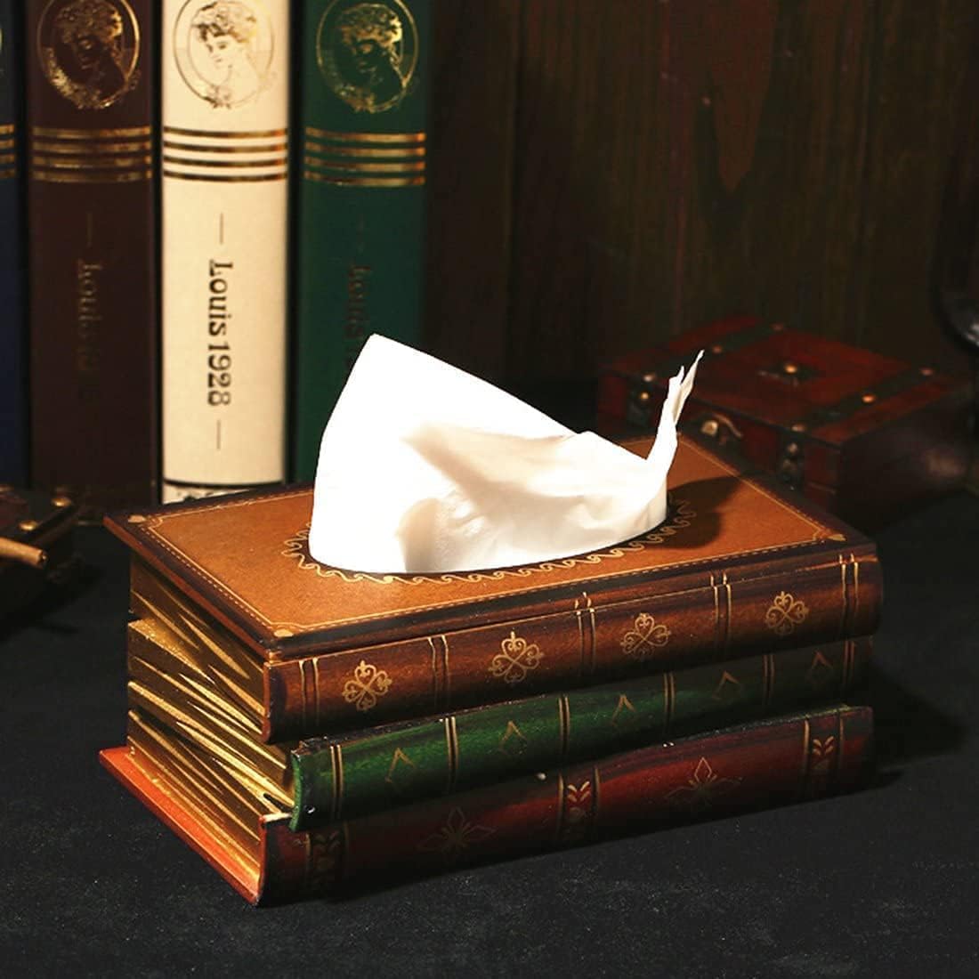 🔥HOT SALE 49% OFF - Creative Retro Wooden Book Shape Tissue Box