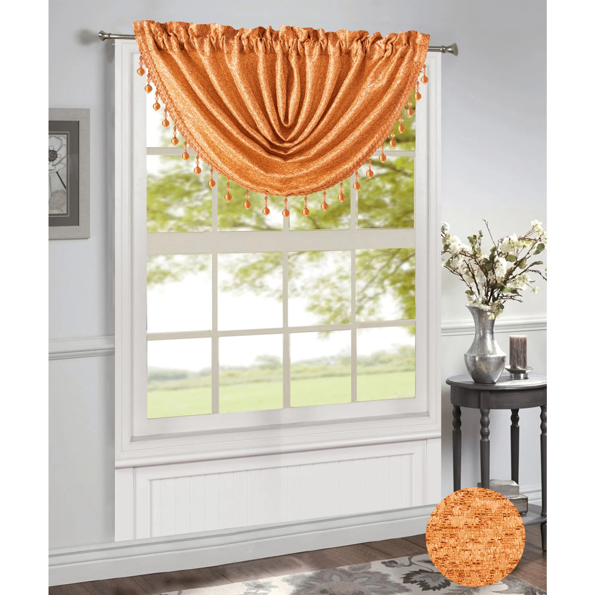 Norah Jacquard Rod Pocket Window Panel and Valance Treatments, All Sold Separately