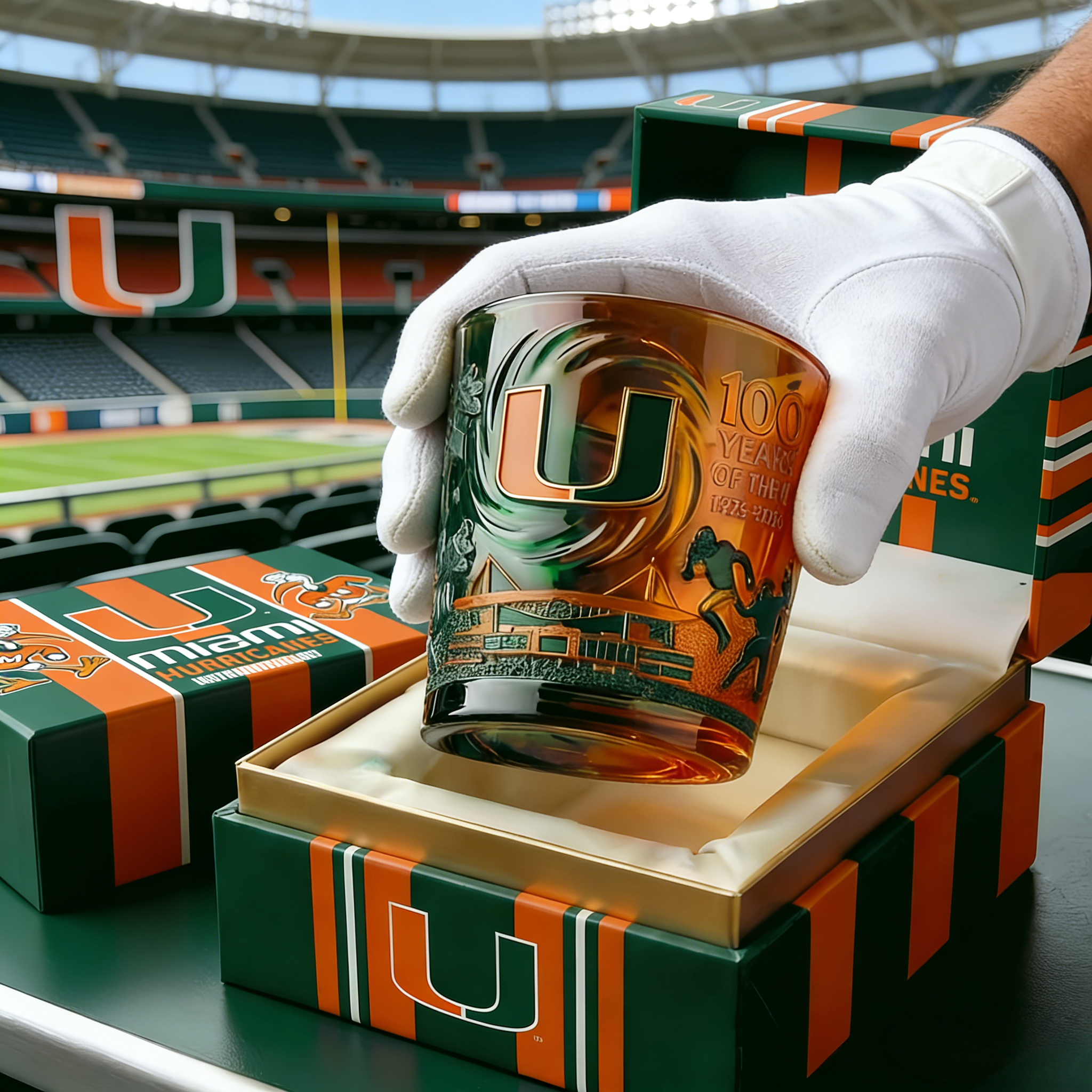 Miami Hurricanes 100-year Legacy Glass