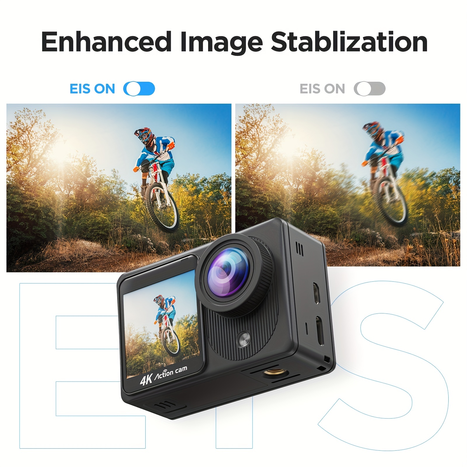 Yolansin 4K Action Camera Touch Screen - Dual Screen Ultra HD EIS WiFi Sports Camera, 1574.8inchUnderwater Camera 170° Wide Angle Video Camera 20MP Waterproof Helmet Camera With Remote Control And 2 Batteries
