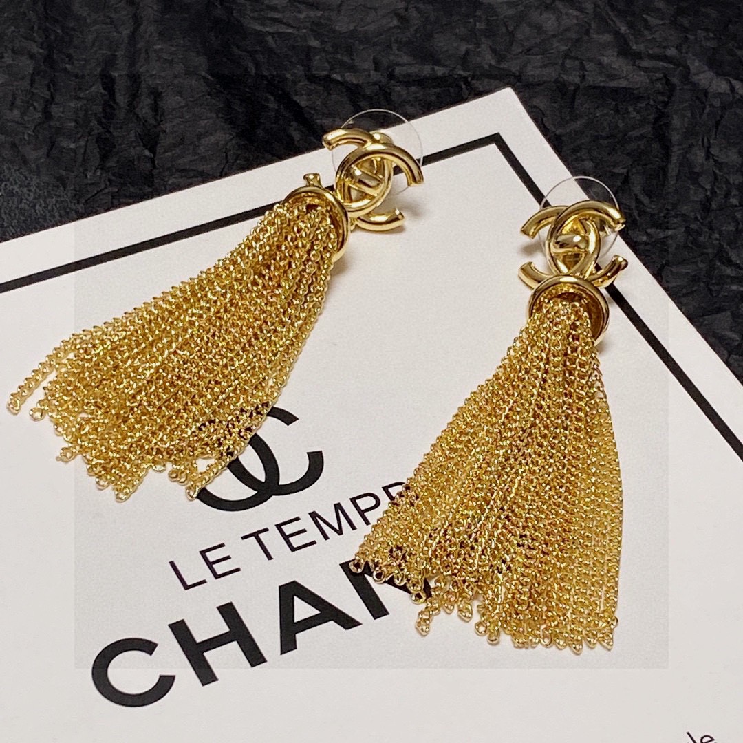Chanel long tassel earrings