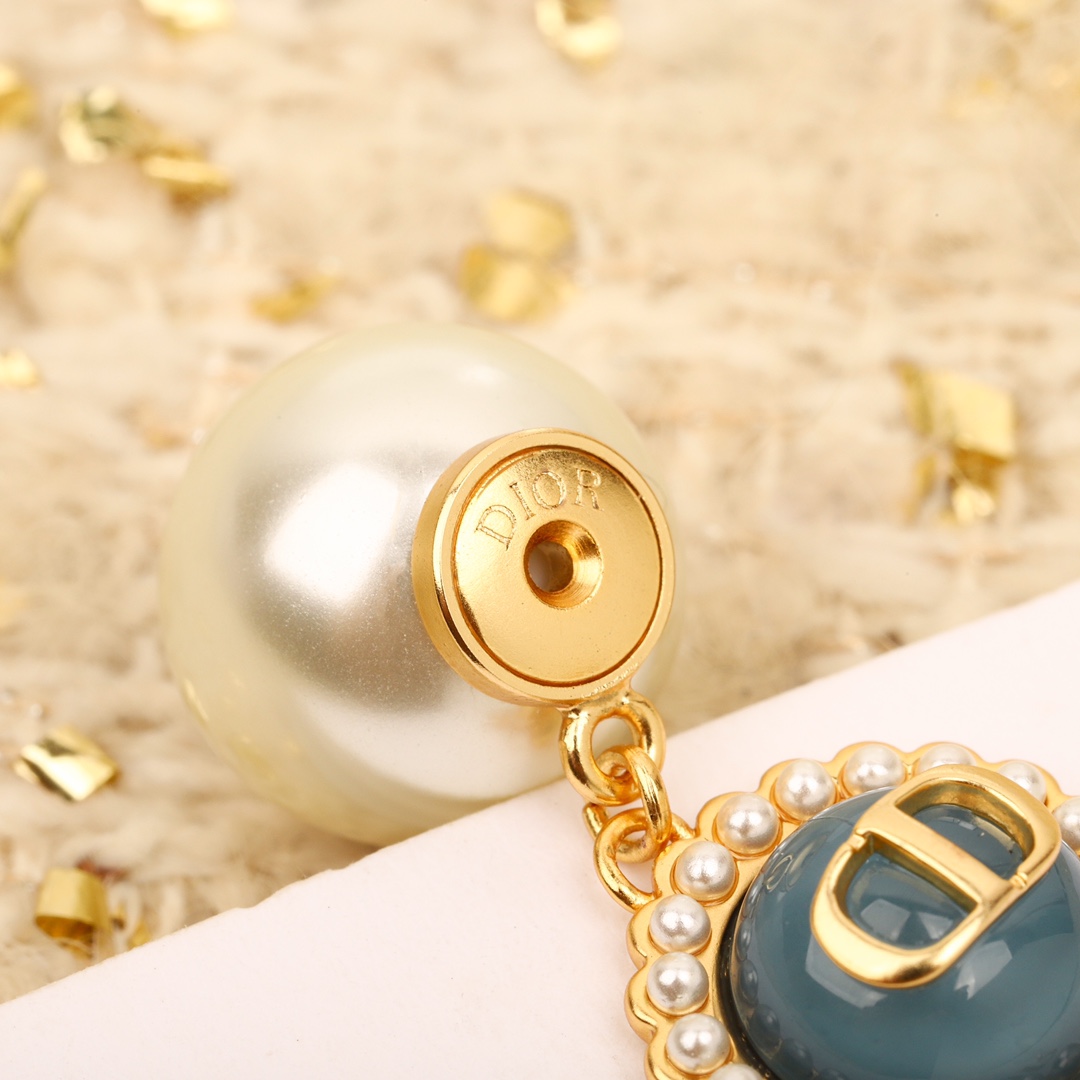 Dior Glass Bead Pearl Earrings