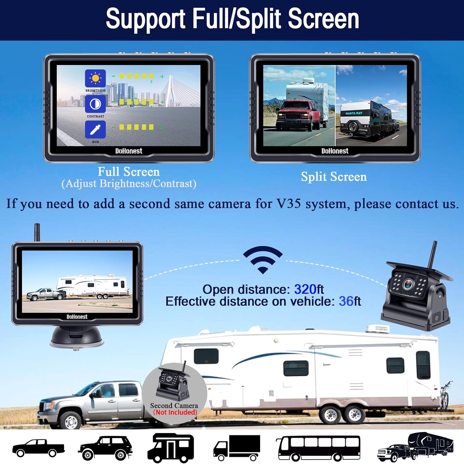 DoHonest Wireless Backup Camera Magnetic
