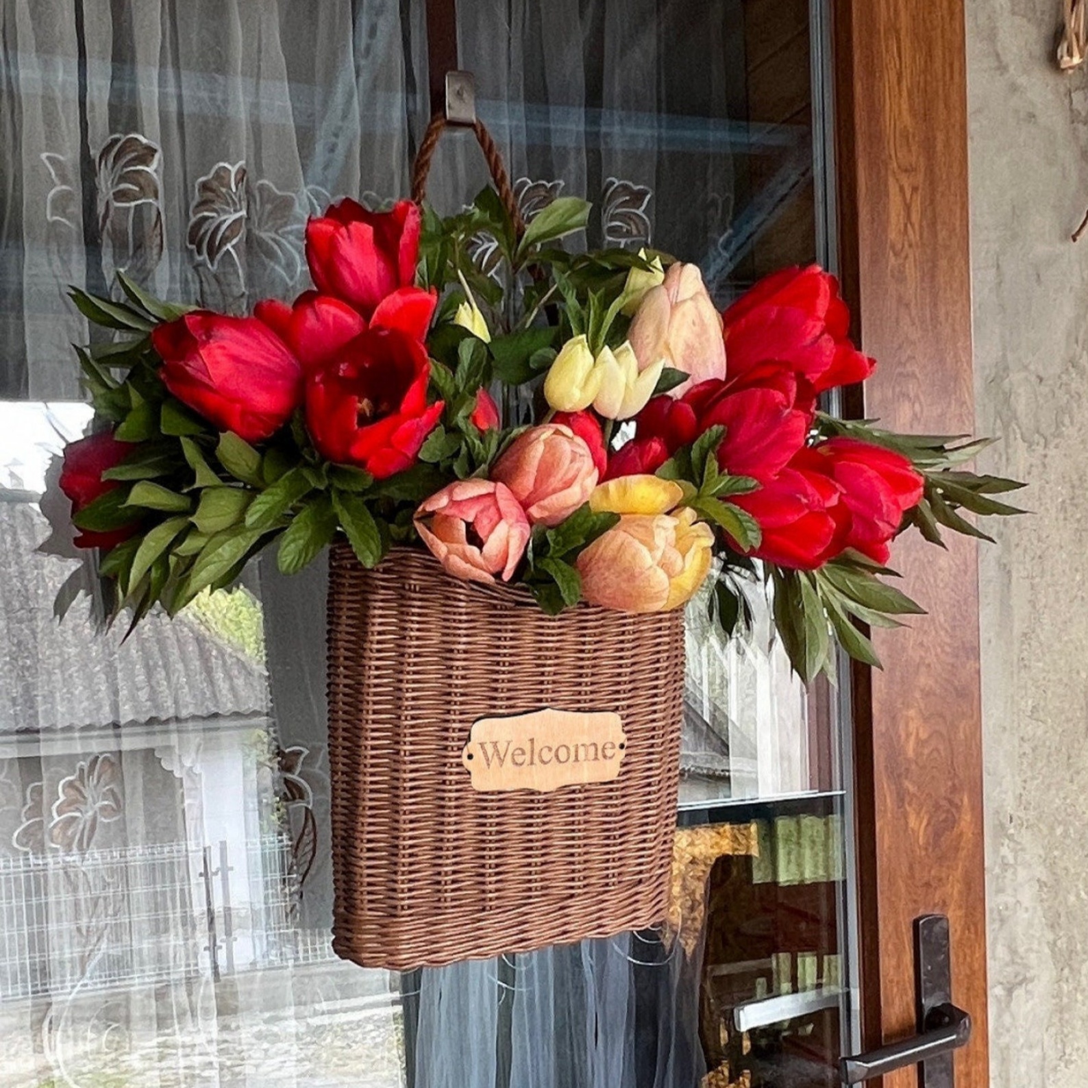 💖Last Day 49% OFF - Rustic Door basket Wicker hanging wall basket