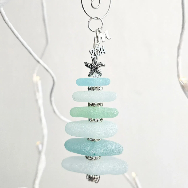 Personalized Sea Glass Christmas Tree Ornament